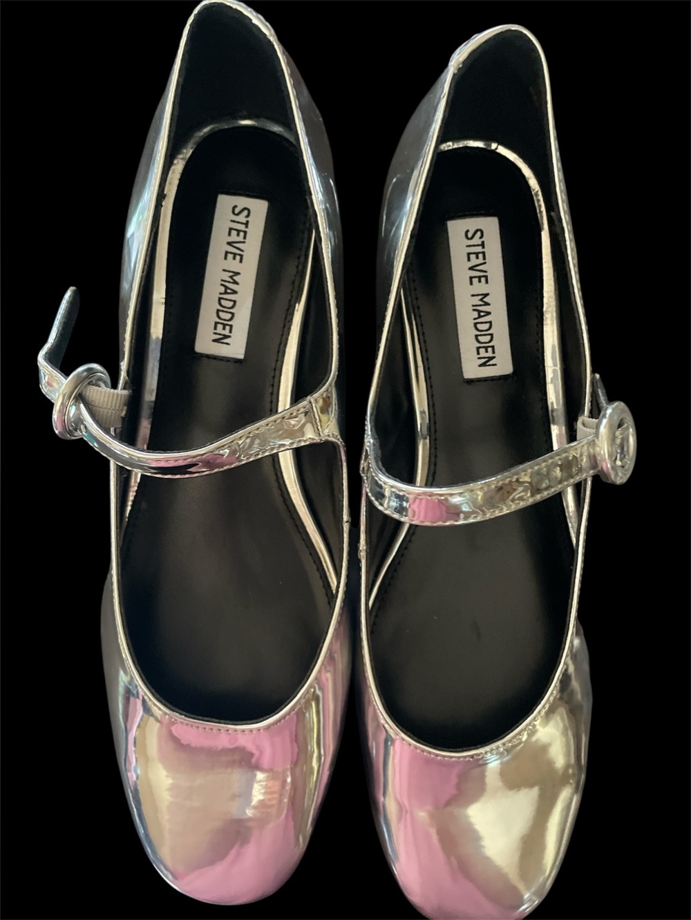Steve Madden Silver Mary Jane Flats - Picture 4 of 8